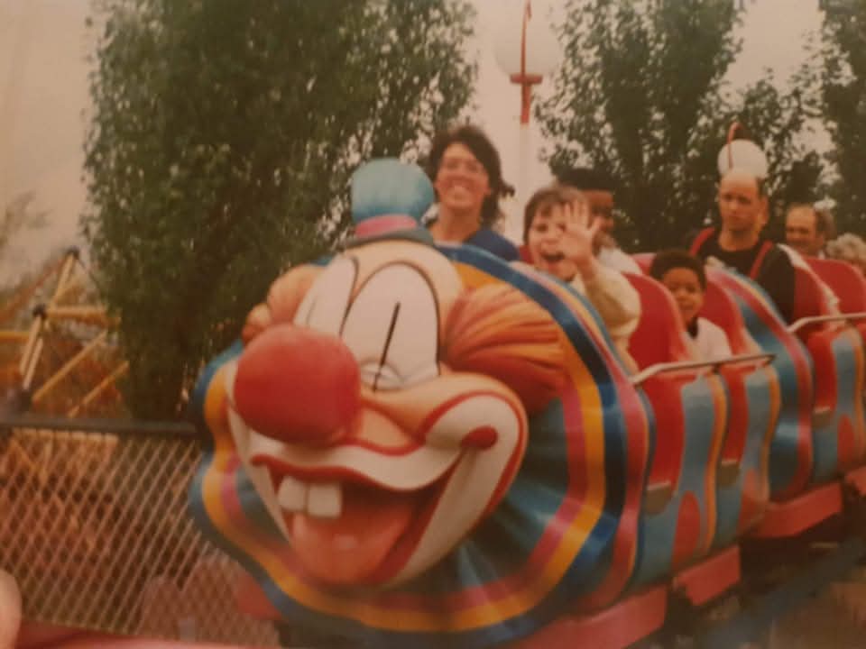 Chars1982's tweet photo. @WHcoasteraddict @ChessingtonBuzz A very young me at the front with my https://t.co/MFTivNzIR3 went through a drum https://t.co/n9CP8ju07j