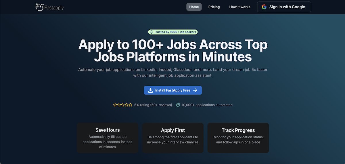 Never spend your free time applying for jobs.

Allow AI to do it while you play video games or make coffee.

Automatically apply over 1500 jobs, all with tailored resumes and cover letters from one platform. 

Get started today… fastapply.co