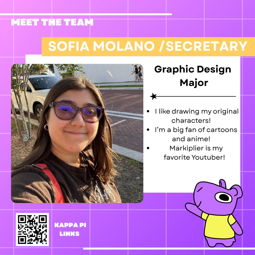 kappapiucf's tweet image. 💜Time to meet the officers !!!! 💛 Say hello to your new Kappa Pi officers for the 2025-26 school year. #kappapi #artsatucf #kappapiucf #artstudents #artsociety #kappy