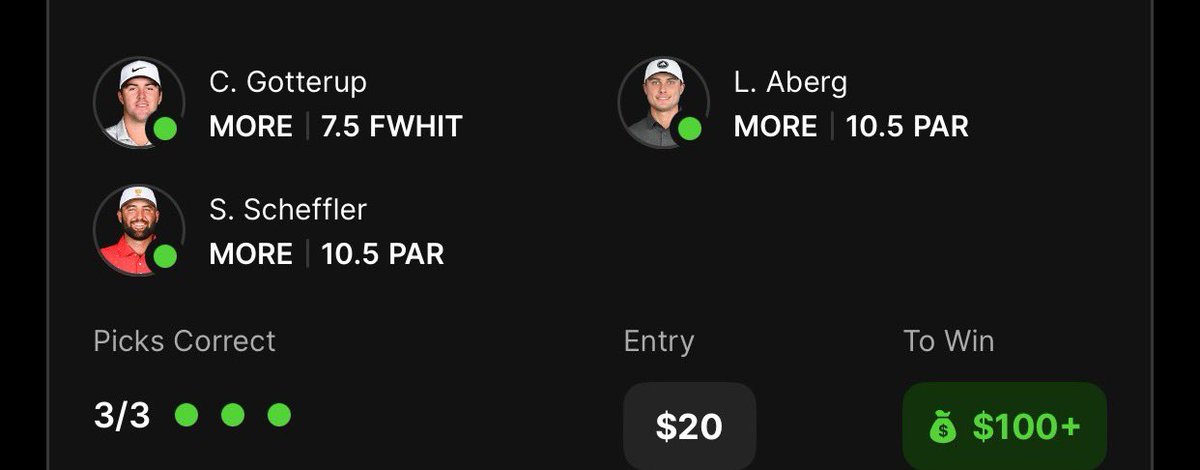 AstarBjay's tweet photo. @Jmoneybetsports Got gotter and scheffler from you🫡 https://t.co/EWoADTi3ot