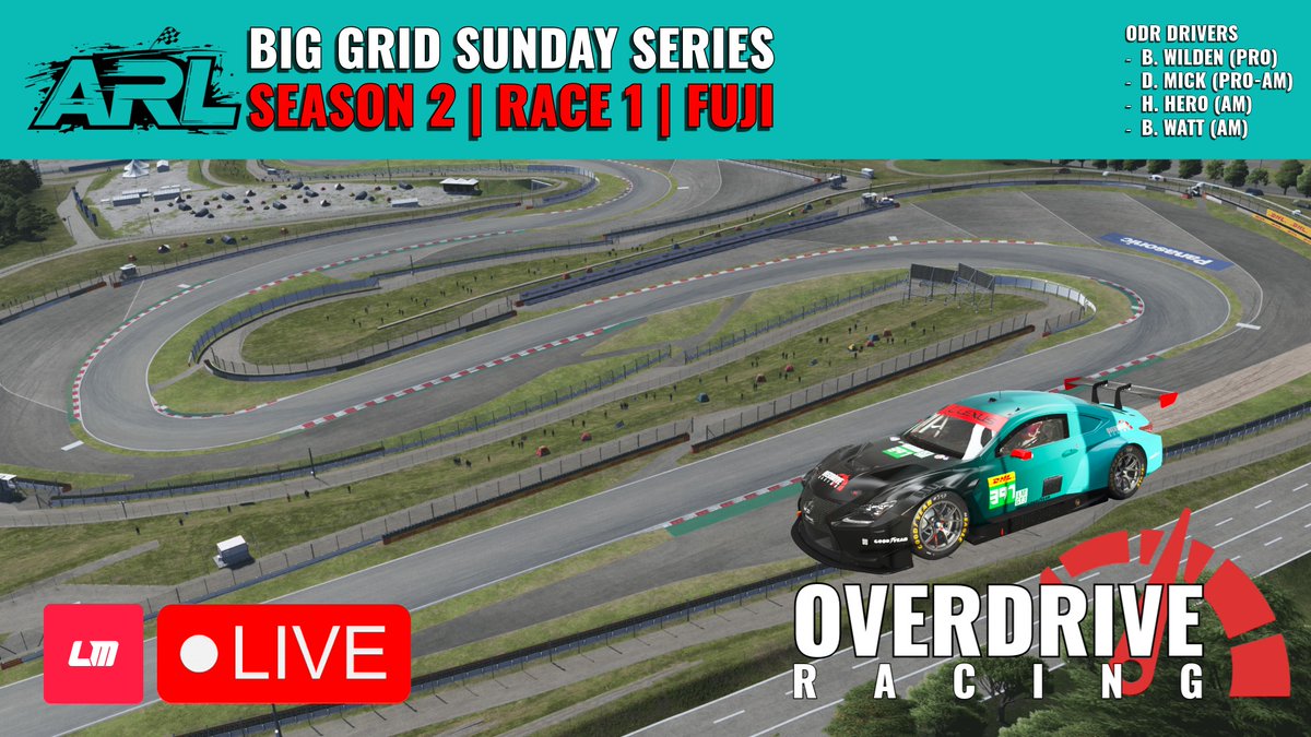 buggie_410's tweet photo. 🏁 BIG GRID SUNDAY SERIES IS BACK! 🏁
Season 2 kicks off with Race 1 at Fuji and the action’s about to get intense! 🔥
📅 Today
🕓 4 PM
📍 Live on https://t.co/M7pCtdWMoX
📸 ARL | ODR Drivers on track and ready to send it!
#SimRacing #ARL #OverdriveRacing #LeMansUltimate https://t.co/pJ8XTupxFV