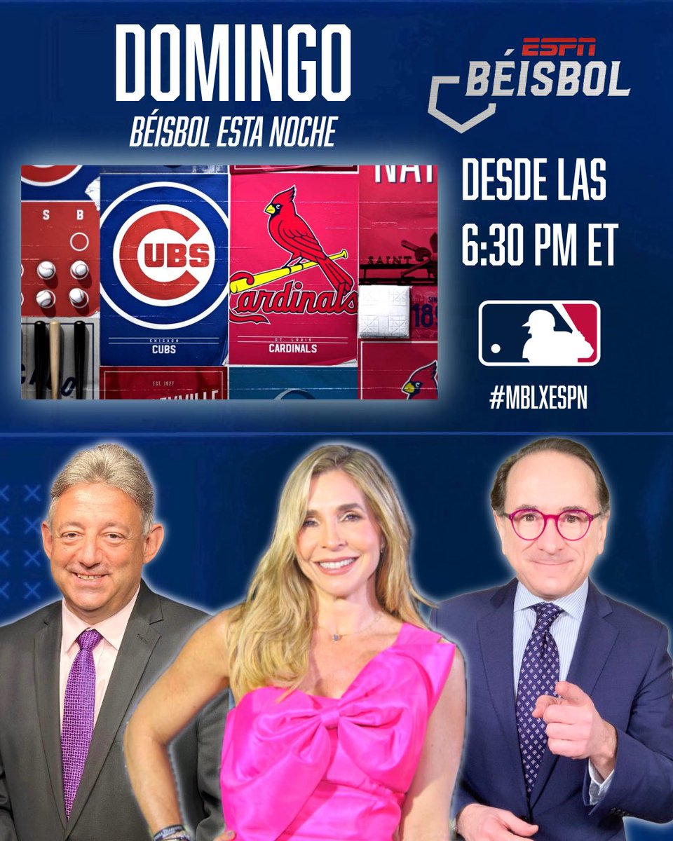 Béisbol está Noche y Domingo de Grandes Ligas.

Desde las 6:30 PM ET 

Junto a <a href="/caroguillenTV/">Carolina Guillen ®️💎</a> y <a href="/GuillermoCelis/">Guillermo Celis</a> 

¡Los esperamos!

#MLBxESPN