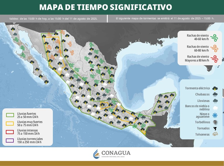 conagua_clima's tweet photo. En el gráfico se indican las condiciones #Meteorológicas que se pronostican para las diferentes regiones de #México. Los polígonos de colores 🟡🟢indican las zonas donde se esperan las condiciones más significativas  ⬇️ https://t.co/GPzDbtvgss
