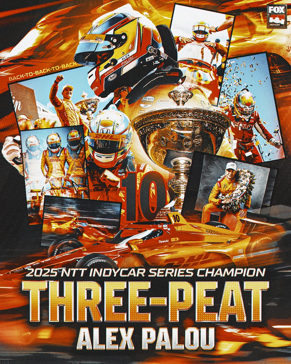 The three-peat is complete! Alex Palou wins his fourth INDYCAR championship. 🏆🏆🏆🏆