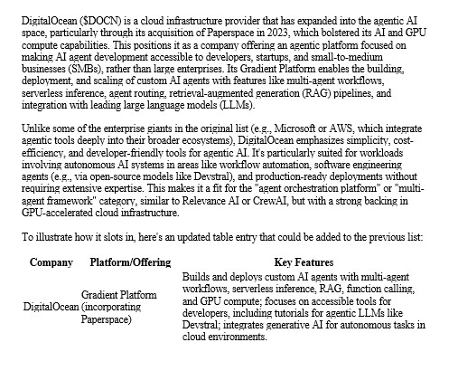 NuggetTrading's tweet image. #agenticplatform 

Agentic AI refers to autonomous artificial intelligence systems capable of independently pursuing complex goals with minimal human oversight...

How does #DigitalOcean $DOCN fit into this...