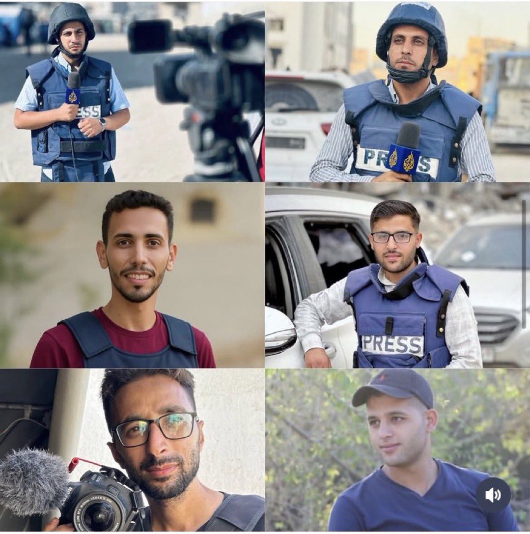 SuppressedNws's tweet photo. The Journalists deliberately targeted and murdered by Israel today:

Journalist Anas Al-Sharif.

Journalist Mohammed Qreiqah.

Journalist Ibrahim Zahir.

Journalist Mo’men Alouwa.

Journalist Mohammed Noufal.

Journalist Mohammed Al-Khalidi https://t.co/HUb6UjIZYv