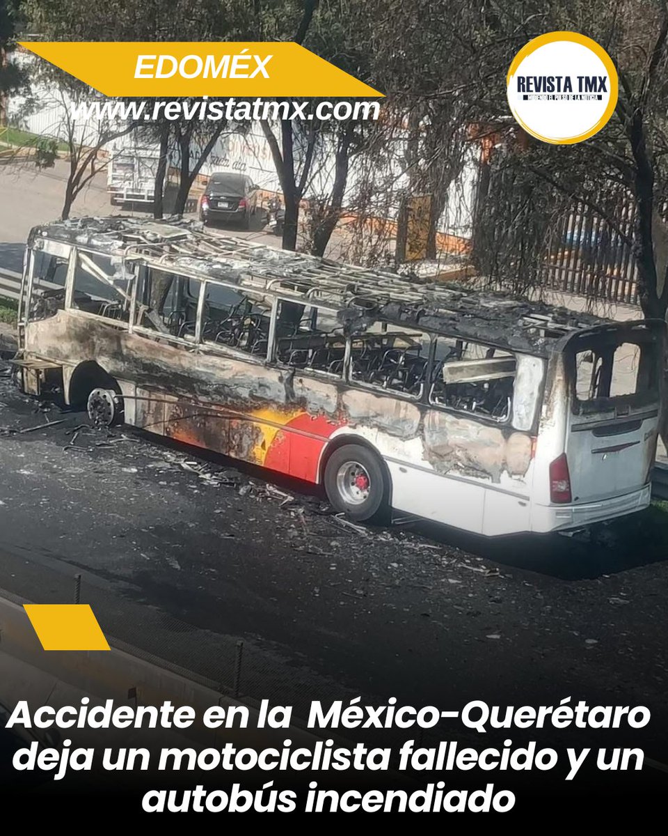 🚨 Accidente en la autopista México-Querétaro deja un motociclista fallecido y un autobús incendiado

🔥 La tarde de este domingo, un autobús de pasajeros se incendió en la autopista #México-#Querétaro, a la altura del kilómetro 41 en #CuautitlánIzcalli, tras un choque con un