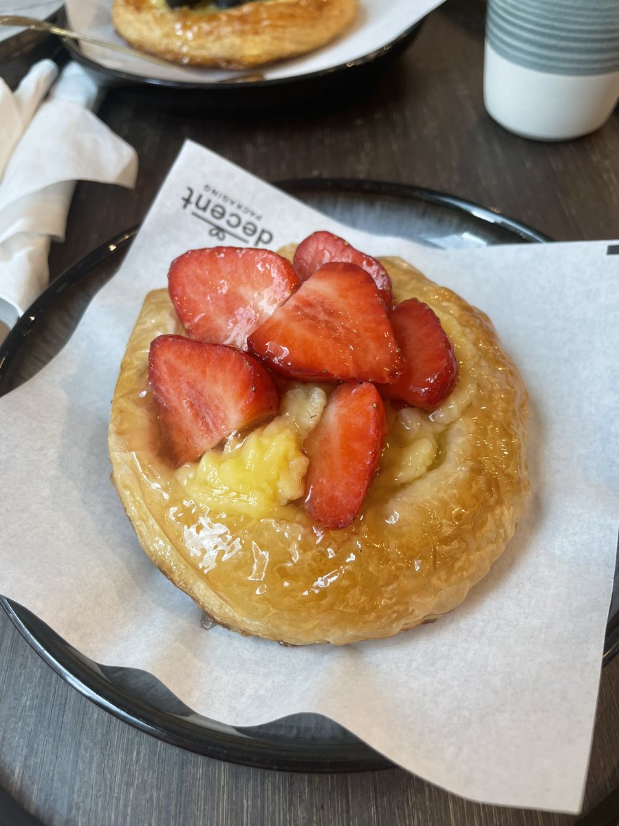 strawberry &amp; blueberry danish, cappuccino &amp; a double espresso ☕️