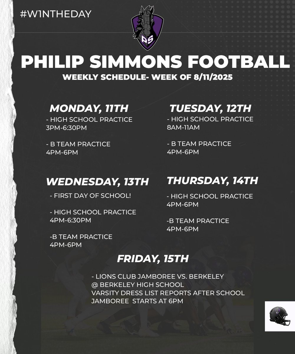 Philip Simmons Iron Horse Football (@psironhorsefb) on Twitter photo Back to school week! Have five great days to get better each day with the #Family! Lets make each one of them count! Cap it off with the <a href="/CornerLions/">Moncks Corner Lions</a> Jamboree on Friday! #W1nTheDay Back to school week! Have five great days to get better each day with the #Family! Lets make each one of them count! Cap it off with the <a href="/CornerLions/">Moncks Corner Lions</a> Jamboree on Friday! #W1nTheDay
