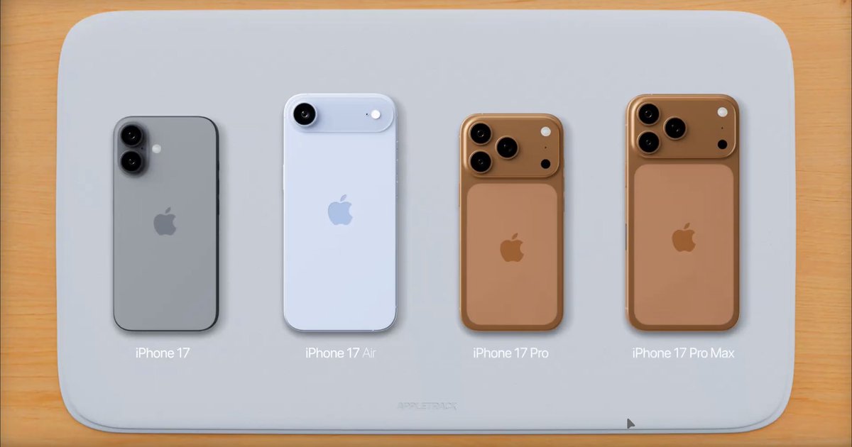 appltrack's tweet photo. iPhone 17 pricing, per analyst 💰

iPhone 17: $799 (same as iPhone 16)
iPhone 17 Pro: $1,049 (+$50)
iPhone 17 Pro Max: $1,249 (+$50)
iPhone 17 Air: ~$949 (+50)

Tariffs and more expensive components are the reason for the increase.

Will you still upgrade this year? https://t.co/uPNWVy9qJj