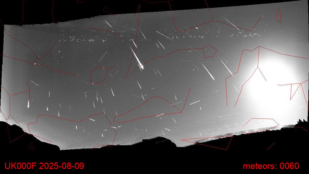 Spicey_Spiney's tweet image. These are the track-stacks from our 4 #GMN #RaspberryPi #MeteorCameras in Oxfordshire, UK from 9/10 Aug &apos;25. These clearly show which events are #Perseids and which aren&apos;t.