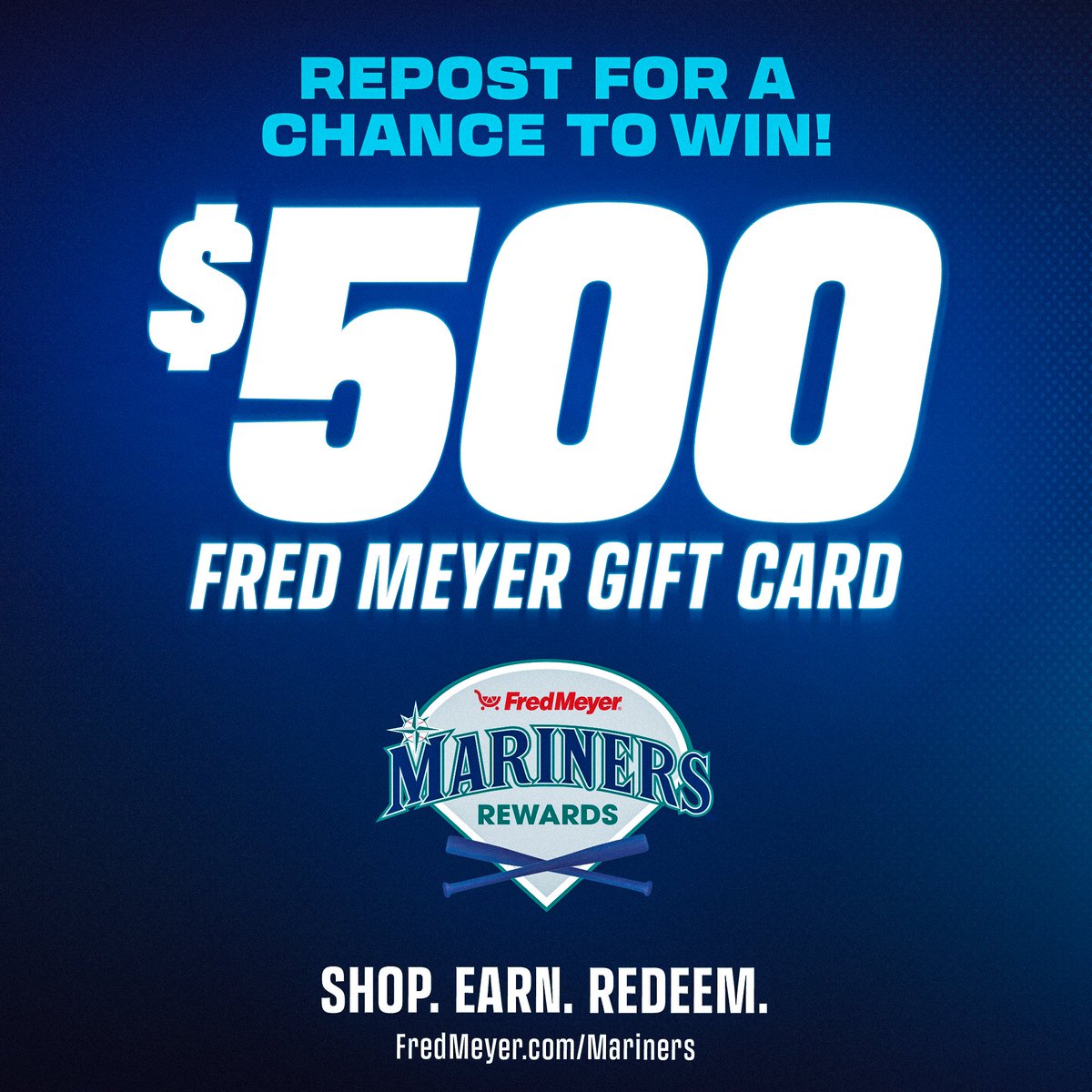 Seattle Mariners (@mariners) on Twitter photo 🛒 REPOST TO WIN 🛒
Hit repost for a chance to win a $500 <a href="/Fred_Meyer/">Fred Meyer</a> gift card & remember to earn and redeem Fred Meyer Mariners Rewards next time you shop! atmlb.com/46QNk7J 🛒 REPOST TO WIN 🛒
Hit repost for a chance to win a $500 <a href="/Fred_Meyer/">Fred Meyer</a> gift card & remember to earn and redeem Fred Meyer Mariners Rewards next time you shop! atmlb.com/46QNk7J