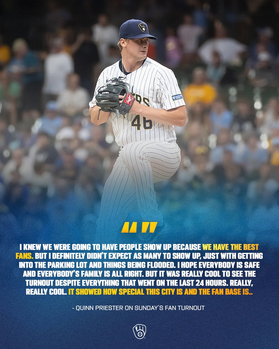 Brewers's tweet photo. For you all to come out and pack this place on a day like today, that's just special...

We love you so much, MKE 🫶 https://t.co/mPgRs35r5m