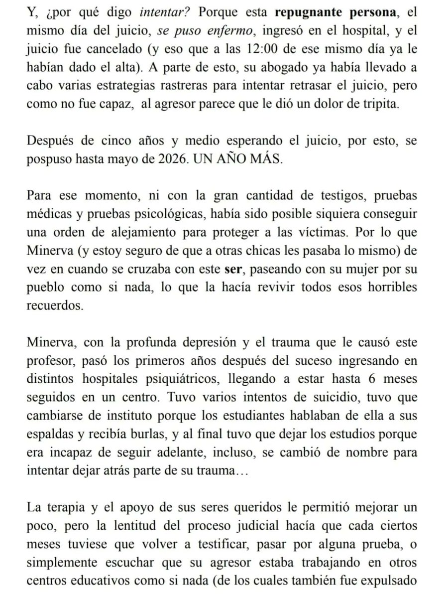 rgdiiana_'s tweet photo. Minerva, una chica de mi pueblo, se ha suicidado por el abuso que sufrió por parte de un profesor en 2019. Hay más víctimas y a día de hoy no se ha hecho justicia, ese monstruo sigue suelto. He sacado estas imágenes del Instagram de su padre vishormalone que lo explica mejor. https://t.co/AzcajV7XbC