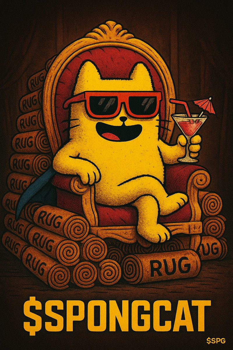 spongcatcoin's tweet photo. Every rug has a king.
And I’m sitting on it. 🛋️👑
$SPONGCAT doesn’t fear rugs… we collect them.
#SPONGCAT #MemeCoin #CryptoDegens https://t.co/HG3U9e4AK9