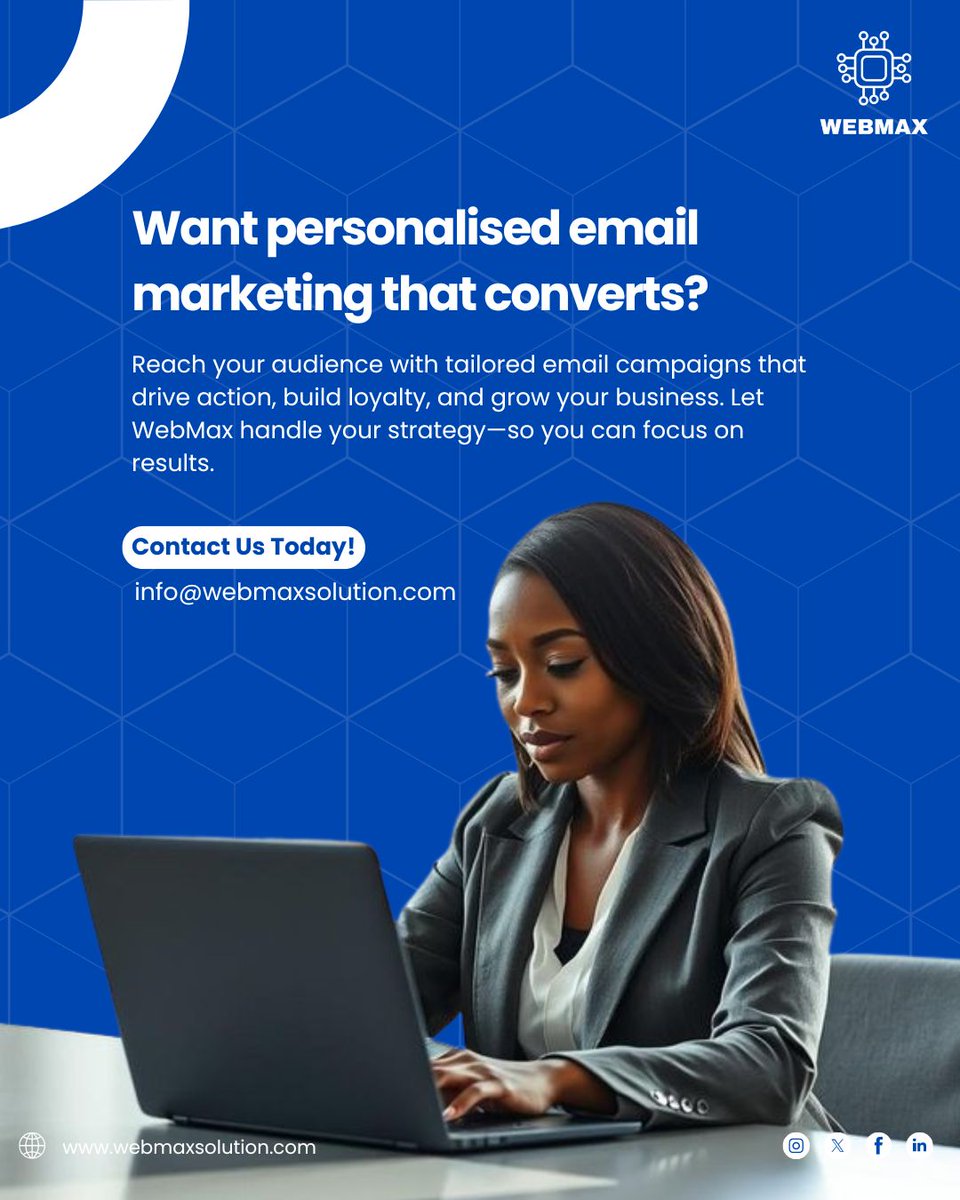 SolutionWe81133's tweet image. Want personalised marketing that converts?

Reach your audience with tailored email campaigns that drive action, build loyalty, and grow your business. 

📩 Contact us: info@webmaxsolution.com

#EmailMarketing #WebMaxSolutions