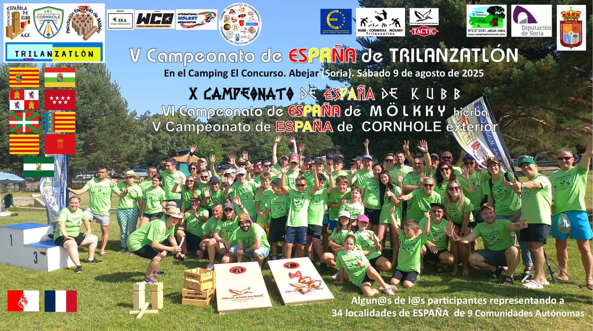 ¡Foto de familia del V Campeonato de España de Trilanzatlón celebrado un año más en Camping El Concurso!