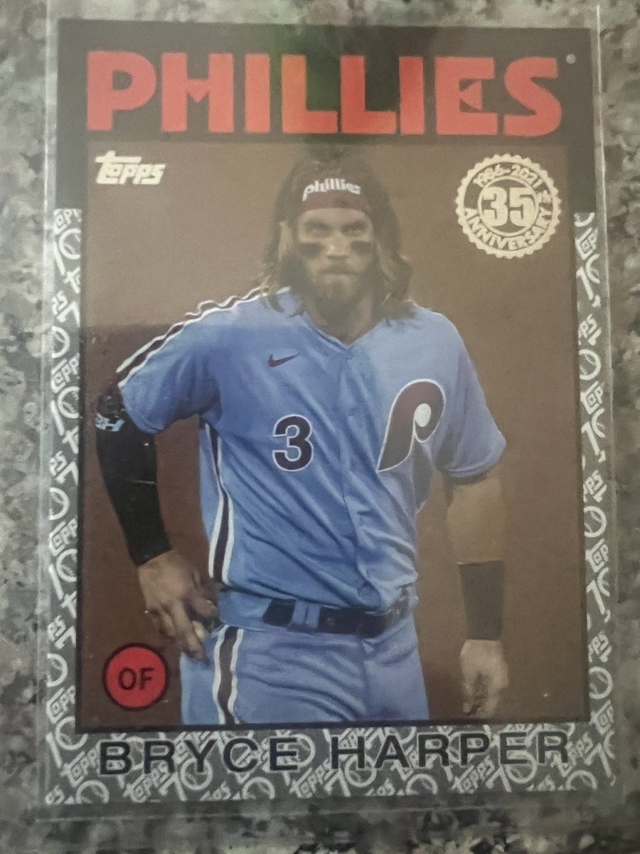 joeperri123's tweet photo. @MattStrahm @Topps @TheCardLifeTV Hi Matt. We have this 2021 TOPPS 1986 35th anniversary, numbered to 03/70, so it’s a jersey number match. My daughter in law works at CBP in the sensory trailer, so it’d be an easy exchange, if Bryce would be interested in it. https://t.co/wyBkWVdIbC