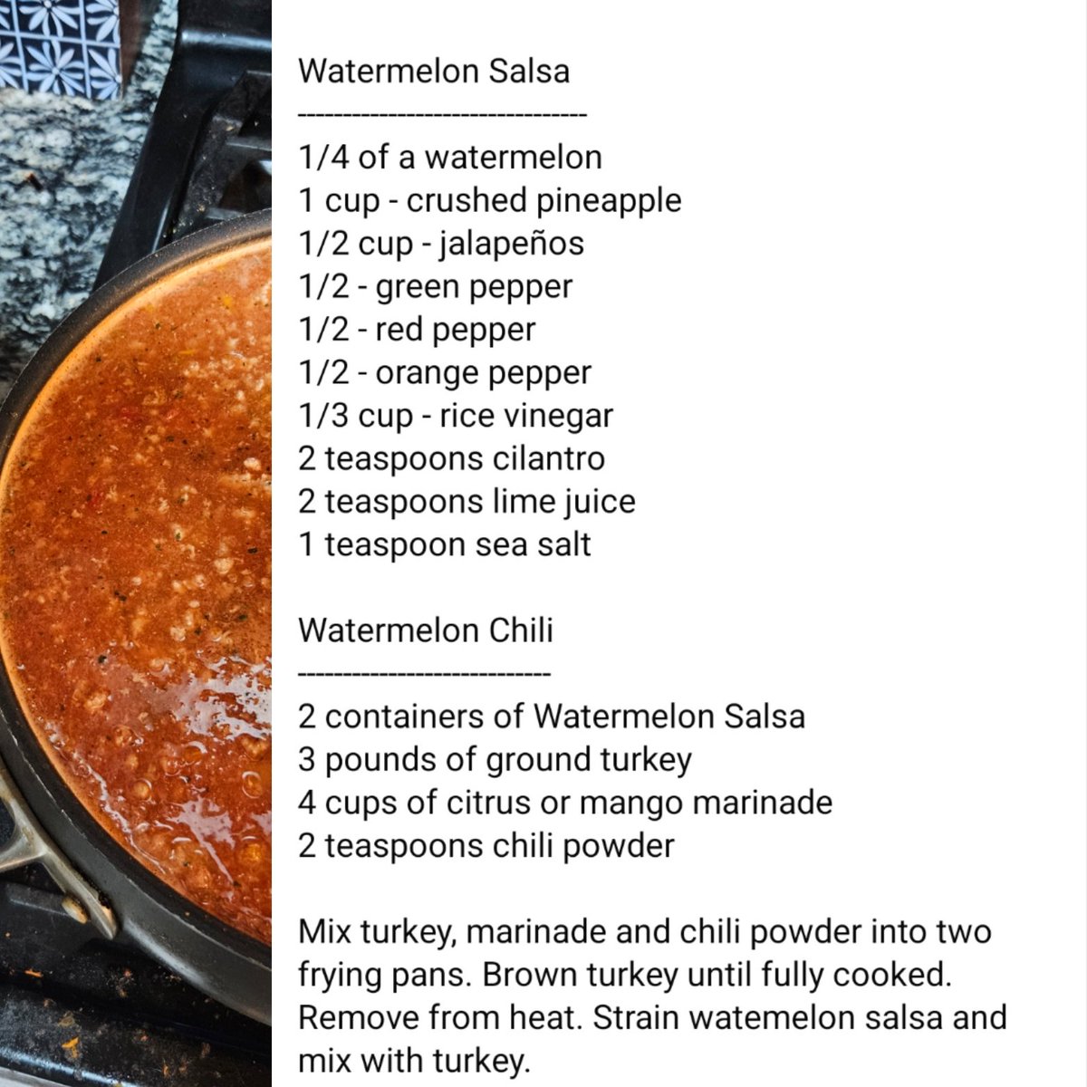 What do you do the day after the Rush Springs Watermelon Festival? Why, you make watermelon salsa and watermelon chili, of course! I was out of citrus spices, so trying Old Bay and a little chili powder instead. Let me know if you make it and how you like it!