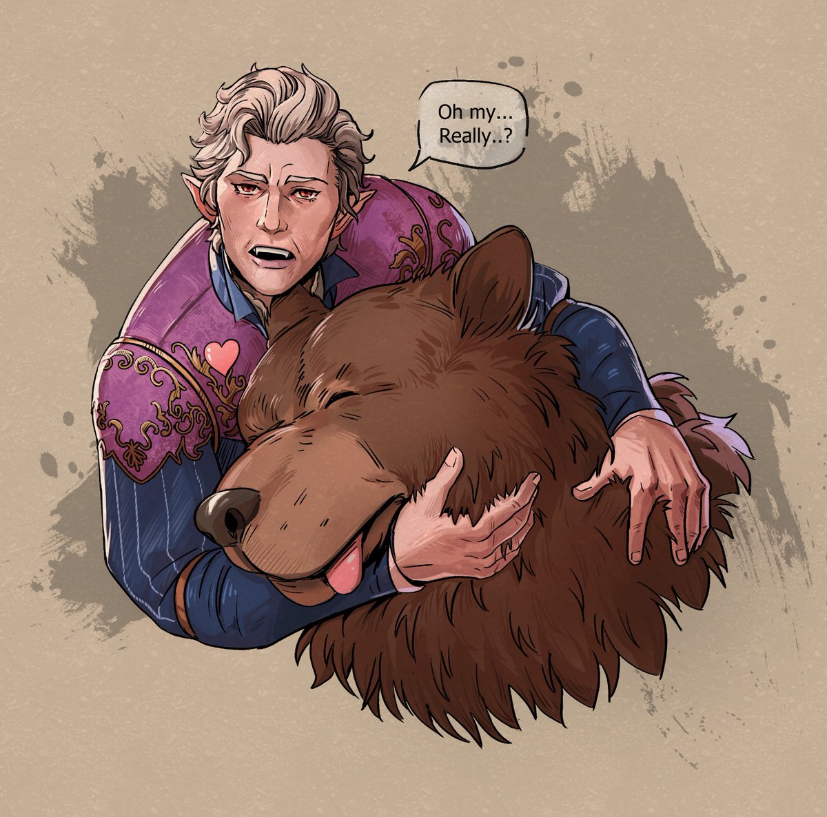 Sorry, #Astarion, I have to be creative with the remaining companions ( even if it means repeating some of them)

I'm a little late, but thanks to #BaldursGate3 for launching on PC two years ago showing us the adventures of these two in the bushes 👀

 #Halsin #BG3 #BG3fanart