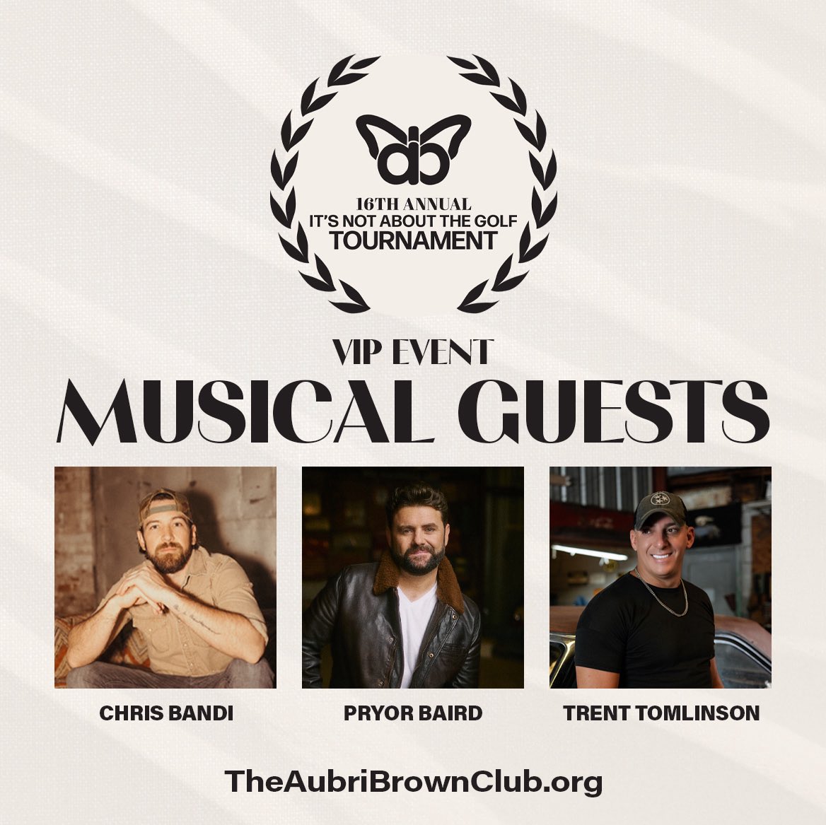 We are ONE WEEK AWAY! 🦋🏌️

We’re expecting some very special musical guests at our VIP Event next Sunday! Join us in welcoming Chris Bandi, Pryor Baird, and Trent Tomlinson to the 16th Annual “It’s Not About The Golf” Tournament!

We’ll see you in Half Moon Bay! ✈️

#GiveABC