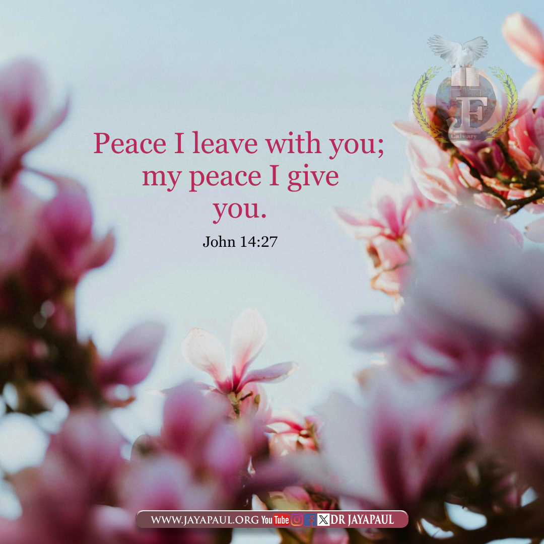 DrJayapaul's tweet photo. "Peace I leave with you; My peace I give to you." β John 14:27
#DailyPromise #DrJayapaul #GodsWordToday #PeaceOfJesus #BibleVerse #JesusSaves #ChristianInspiration #FaithOverFear #PromiseOfGod https://t.co/EP615ejM41
