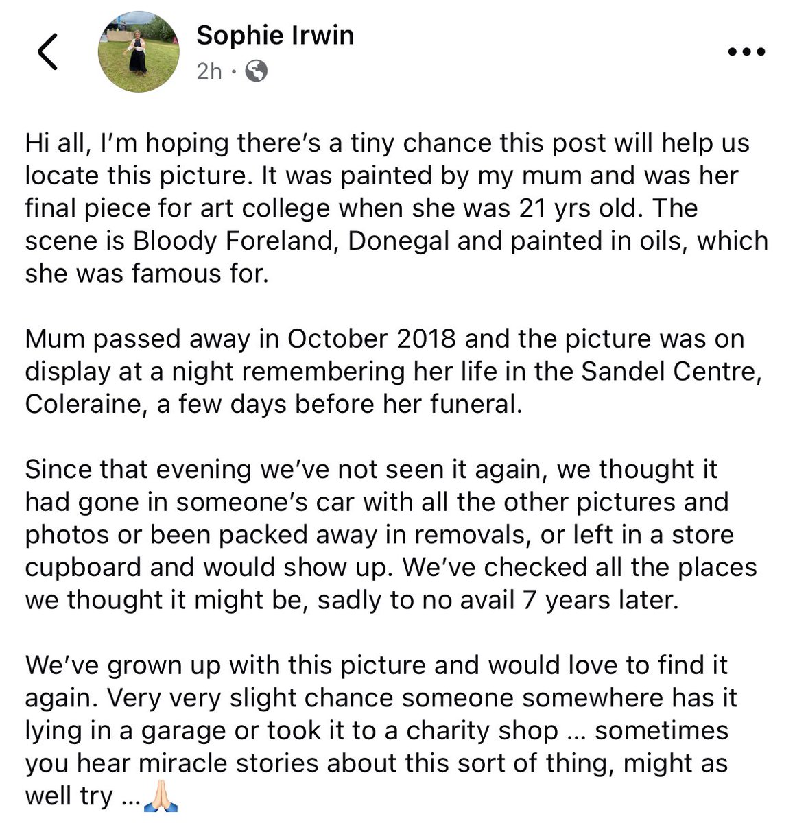 NWSharingZone's tweet photo. @NWSharingZone Anyone recognise this painting @Coleraine_Times @PSNICCGDistrict @ColeraineFC @colerainerugby @Colerainecc #Coleraine #Causeway #Donegal https://t.co/2WQozy4oA0
