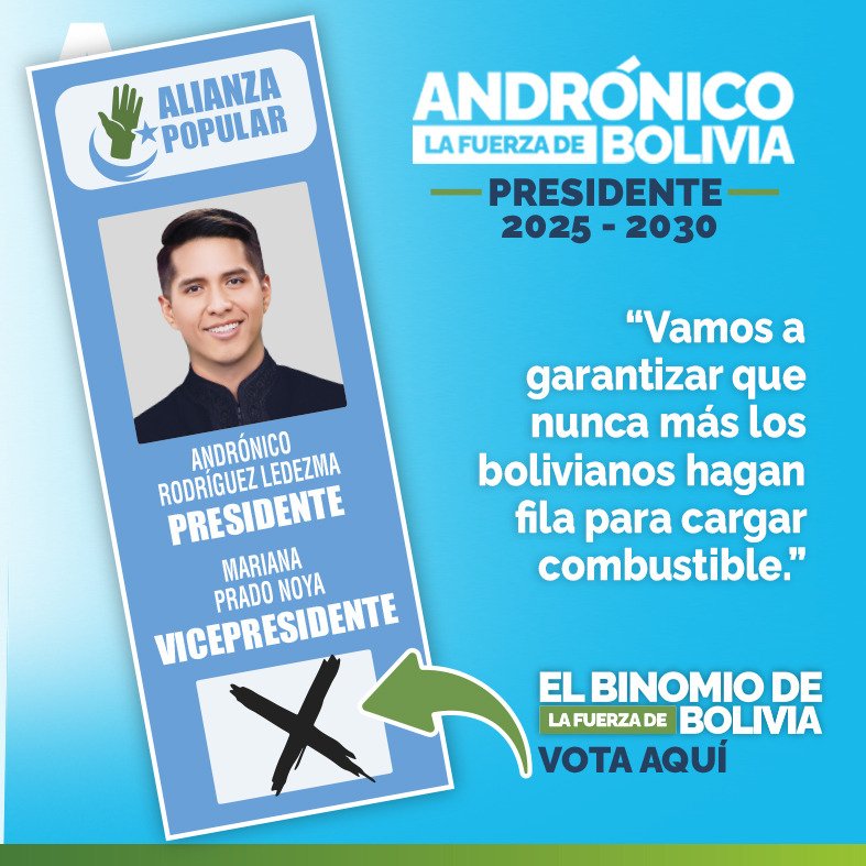 AP_Bolivia25's tweet photo. Combustible sin filas. Planificación, inversión y soberanía energética para nuestro país.

#AndronicoPresidente #MarianaVice #LaFuerzaDeBolivia #AlianzaPopular https://t.co/7W402ZB58h