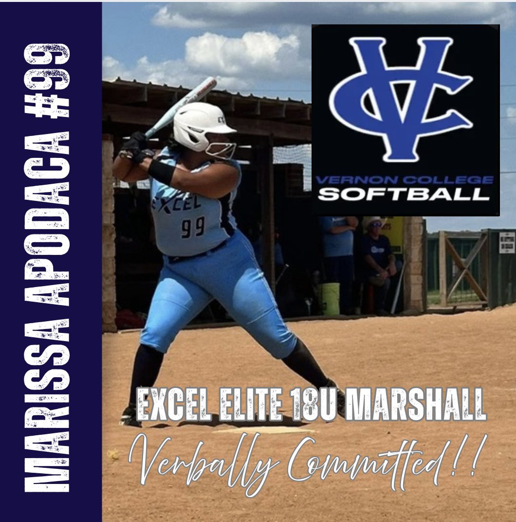Congratulations to Excel Elite 18u Marshall player Marissa “Midge” Apodaca on her verbal commitment to play at Vernon College!!!