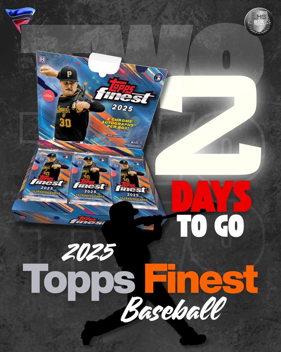 ⏳ 2 DAYS TO GO! ⏳
The countdown is almost over — 2025 Topps Finest Baseball is about to drop! 🔥
Who’s ready to chase the freshest designs, hottest rookies, and jaw-dropping hits this year?

📅 Mark your calendars.
🎯 Don’t miss the LIVE breaks!

#LMSBoxBreaks #ToppsFinest2025