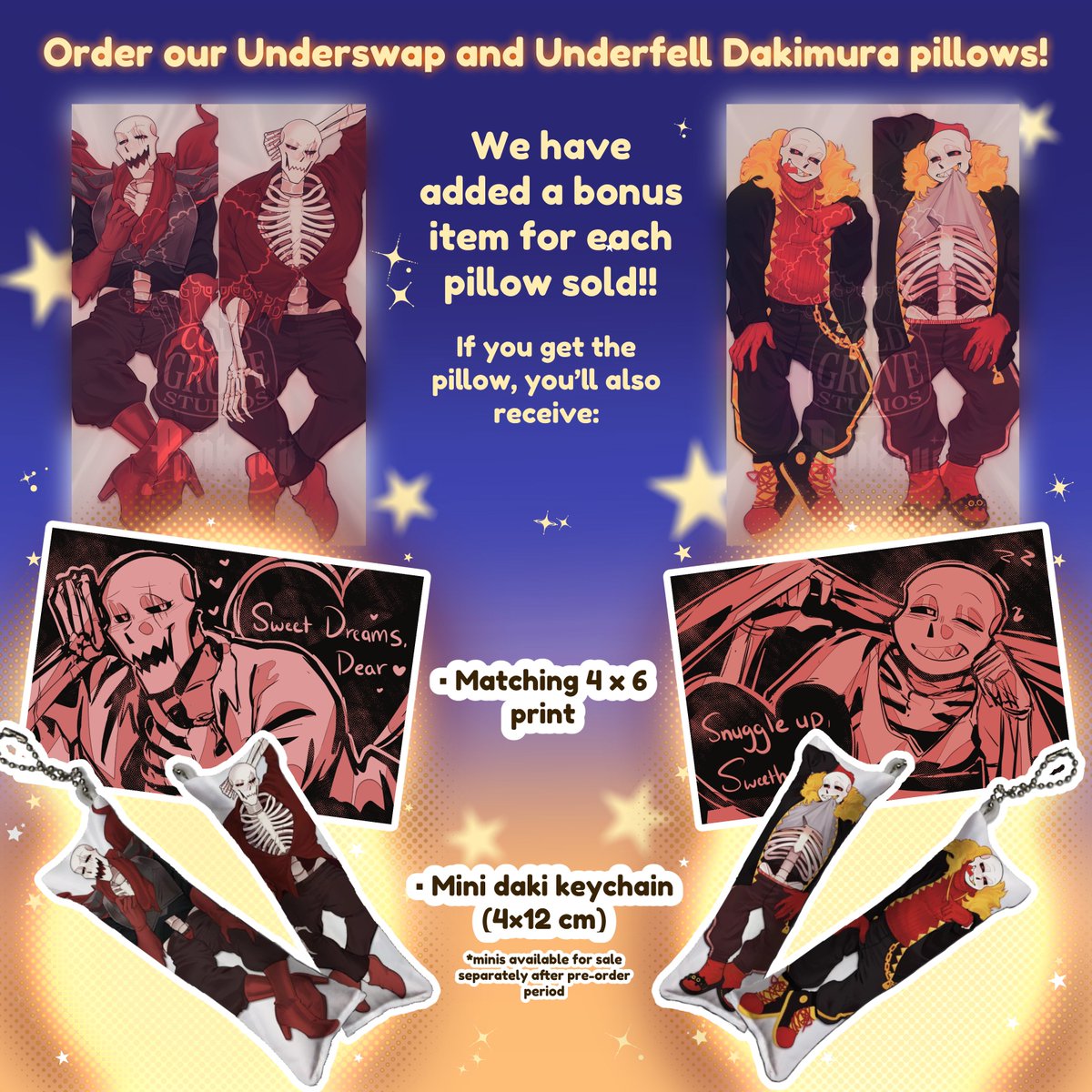 Pre-order freebies! If you order before the end of August, you'll get a mini-daki and a postcard! Mini dakis will be available afterwards for sale separately! 🥳

Get them here! - coldgrovestudios.etsy.com