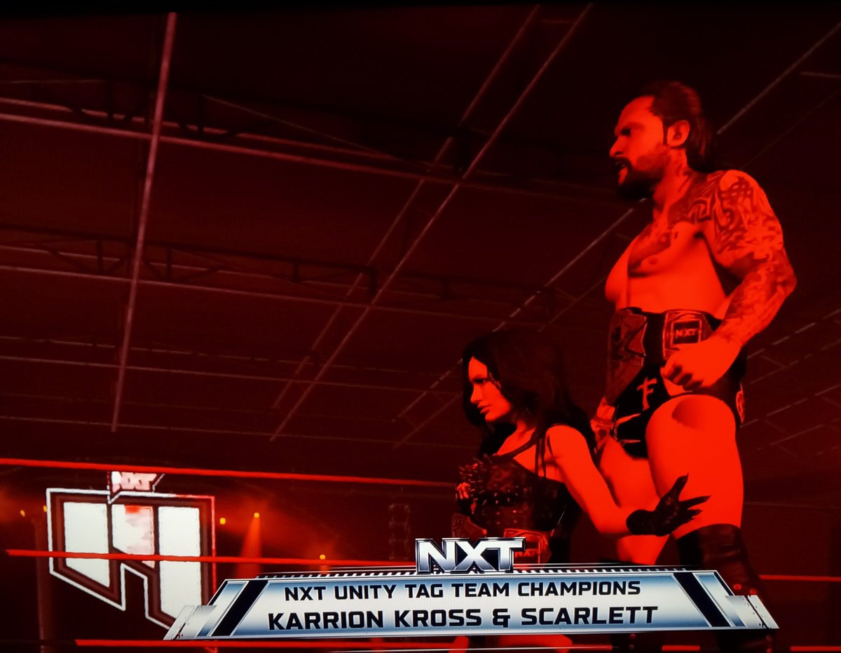 TeamMaster2011's tweet image. Made @realKILLERkross and @Lady_Scarlett13  the NXT Unity Tag Team Champions. #WWE2K25