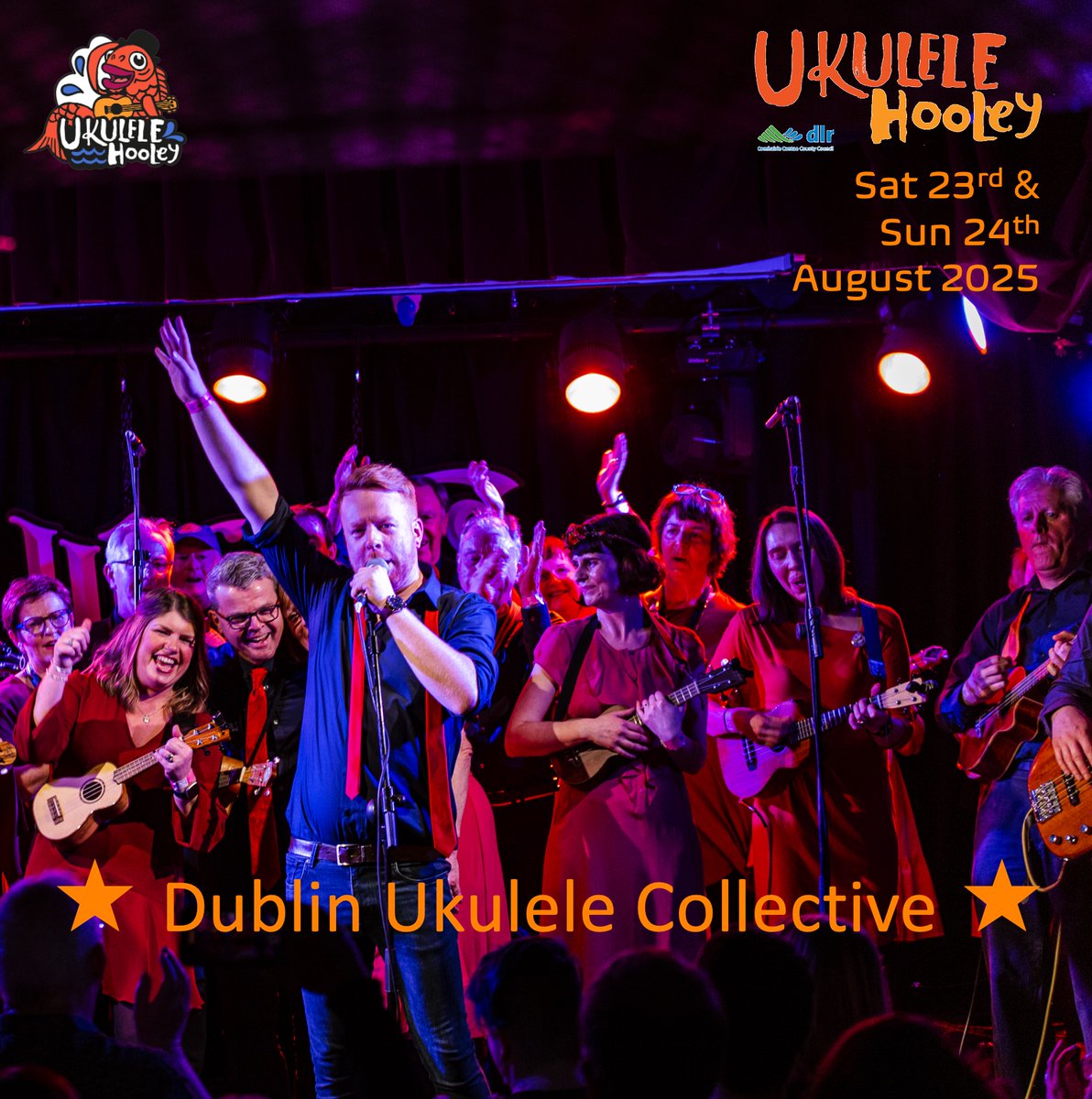 DUBLIN UKULELE COLLECTIVE at Ukulele Hooley 2025

Dublin Ukulele Collective bring the party, with high calibre interpretations of pop and rock classics. This tight ensemble marry the humble Ukulele with harmonised vocals, pulsating bass, drums and strings.