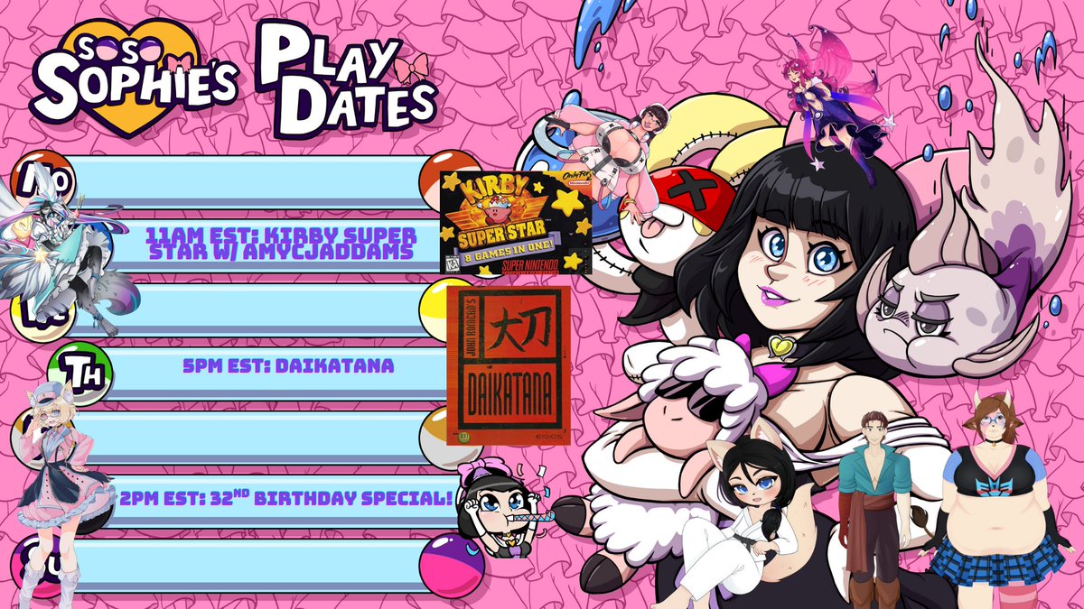 🔴Schedule!🔴 This is it Dahlings! We got fun times with mama Amy, a redemption of a much hated FPS, and my big birthday special! 

We have enough cake to go around!....stop laughing :) #vtuber