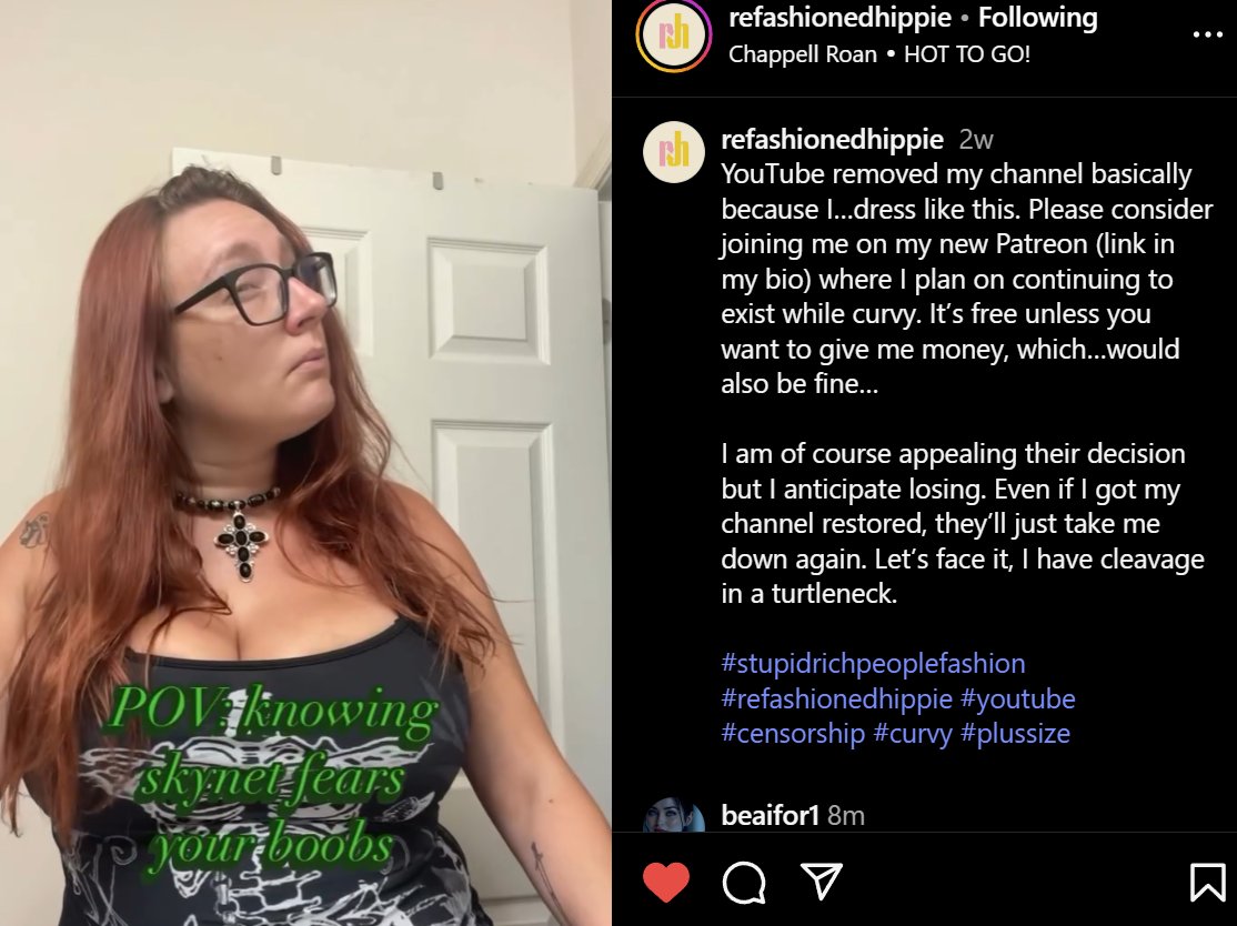 Bea @ Ifor1 (@bea_ifor1) on Twitter photo <a href="/YouTubeInsider/">YouTube Liaison</a> <a href="/reneritchie/">Rene Ritchie</a> @Youtube <a href="/Google/">Google</a> <a href="/TeamYouTube/">TeamYouTube</a>
instagram.com/reel/DMXYBl_uK…
What will it take to realize the error of your ways ? Give #REFASHIONEDHIPPIE her channel back.
instagram.com/p/DNGmqSFxCBp/
We have had 12.000 views and 300 likes in under a day. <a href="/YouTubeInsider/">YouTube Liaison</a> <a href="/reneritchie/">Rene Ritchie</a> @Youtube <a href="/Google/">Google</a> <a href="/TeamYouTube/">TeamYouTube</a>
instagram.com/reel/DMXYBl_uK…
What will it take to realize the error of your ways ? Give #REFASHIONEDHIPPIE her channel back.
instagram.com/p/DNGmqSFxCBp/
We have had 12.000 views and 300 likes in under a day.