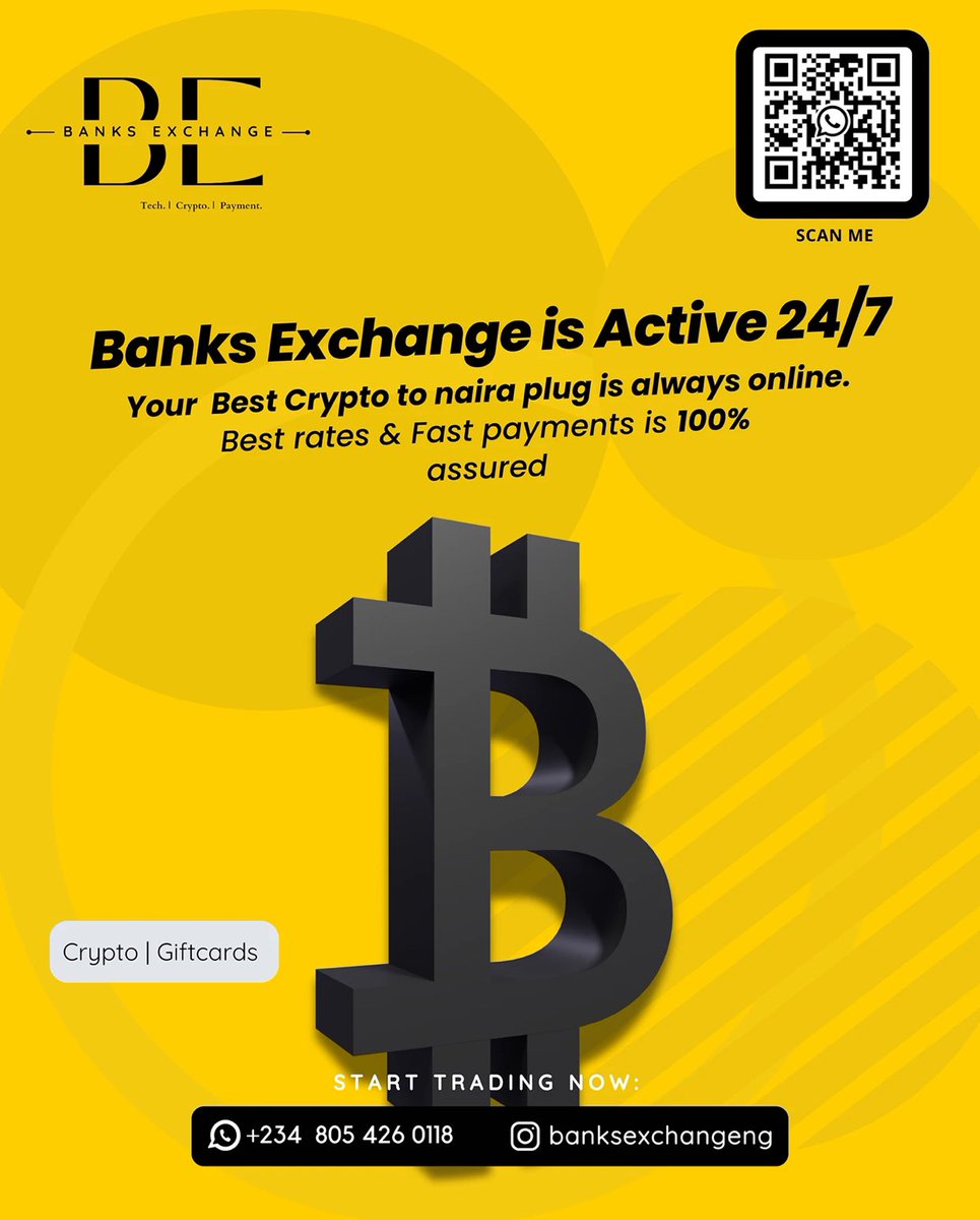 banksexchangeng's tweet photo. Banks Exchange is active 24/7, offering fast and reliable transactions with competitive rates. We provide a trusted platform for crypto and gift card exchanges, ensuring secure and efficient service at all times.

#BanksExchange #CryptoExchange #GiftCardTrading https://t.co/Ul31luiTrh