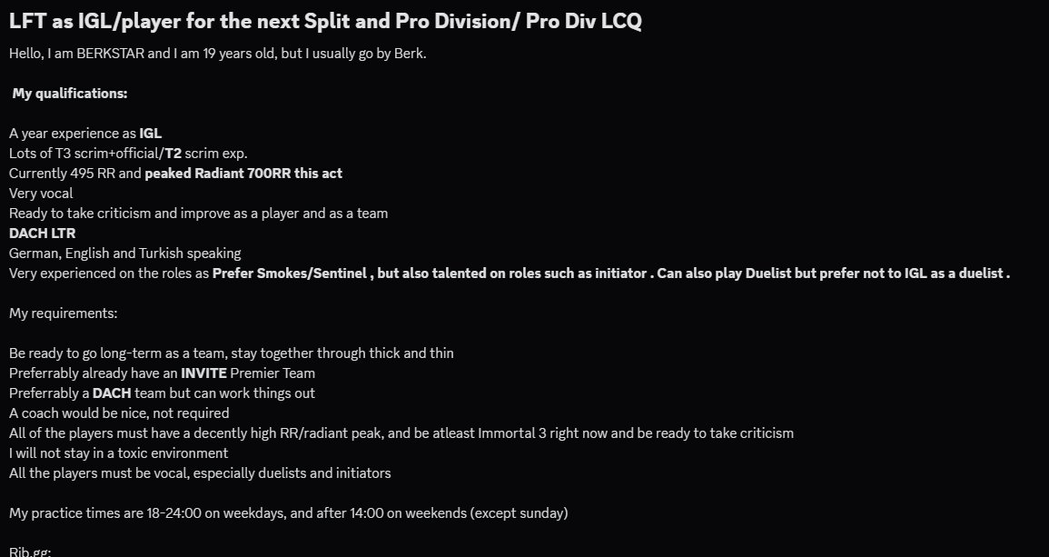 Since future is uncertain with my buddies at <a href="/FUNATICV/">FUNATIC</a> , I will be searching for options until Pro Division LCQ .
Details Below .
Tracker : tracker.gg/valorant/profi…

rib gg: rib.gg/players/berkst…

retweets, likes and vouches appreciated 🫶