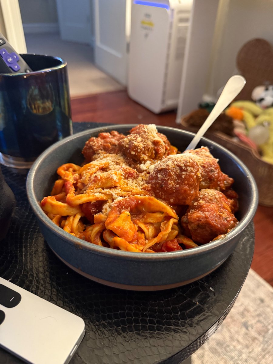 I challenged myself to make some Sunday Sauce and fresh pasta. Pasta could have been better but very happy with the sauce and meatballs.