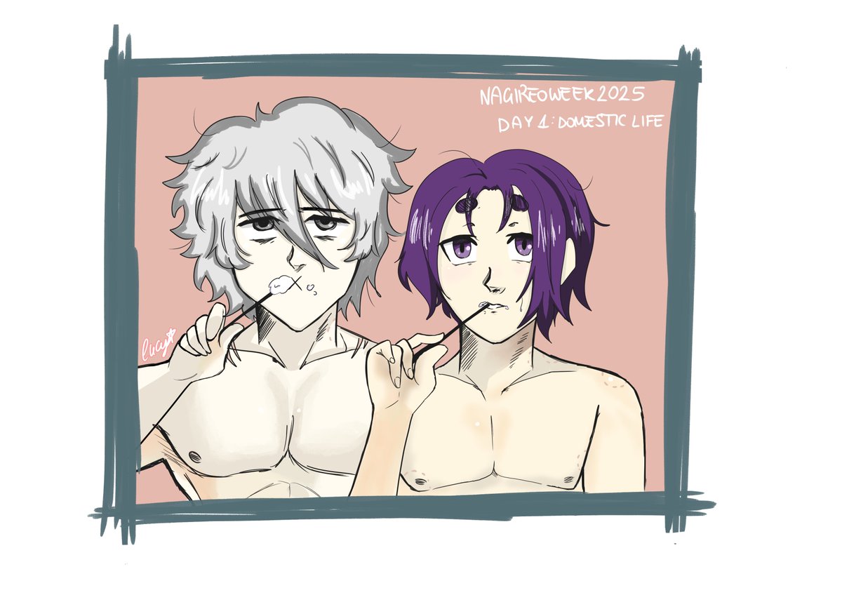 day 1: domestic life☀️🪥
#nagireoweek2025 #nagireo #bluelockfanart #ブルーロック