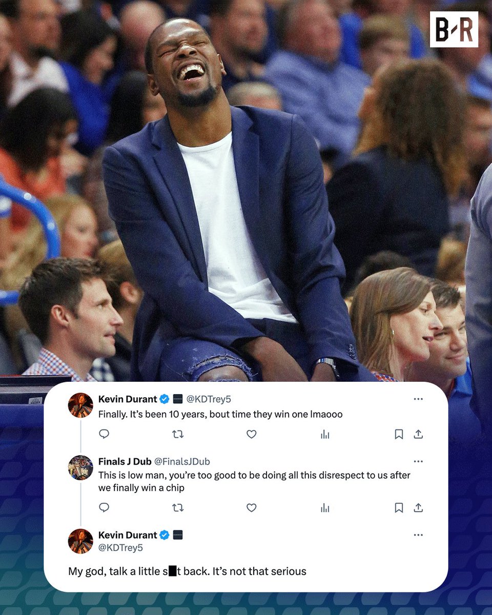KD isn’t sweating the banner night matchup with OKC 😅

(via <a href="/SkyedOKC/">𝙎𝙠𝙮𝙚𝙙 🇦🇺</a>, <a href="/KDTrey5/">Kevin Durant</a>, <a href="/FinalsJDub/">Finals J Dub</a>)