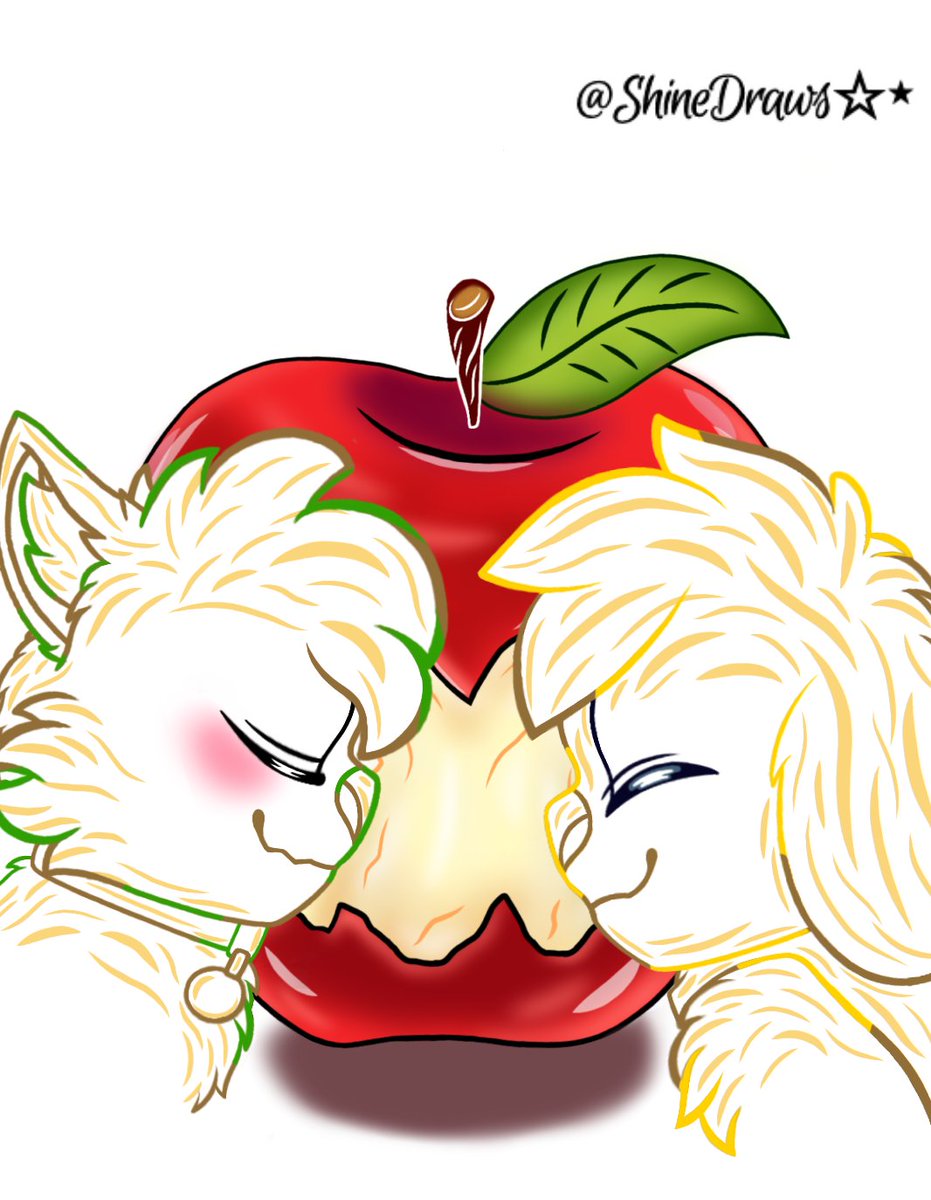 shineDraws_'s tweet photo. ⚞otro shipeo con la manzana jejeje✨️🍎 💚🌟🐱•♡•💛🍫🐶⚟ 
#CoMPaS #Mikenix #Acenix #mikeckack https://t.co/52A43I6h0h