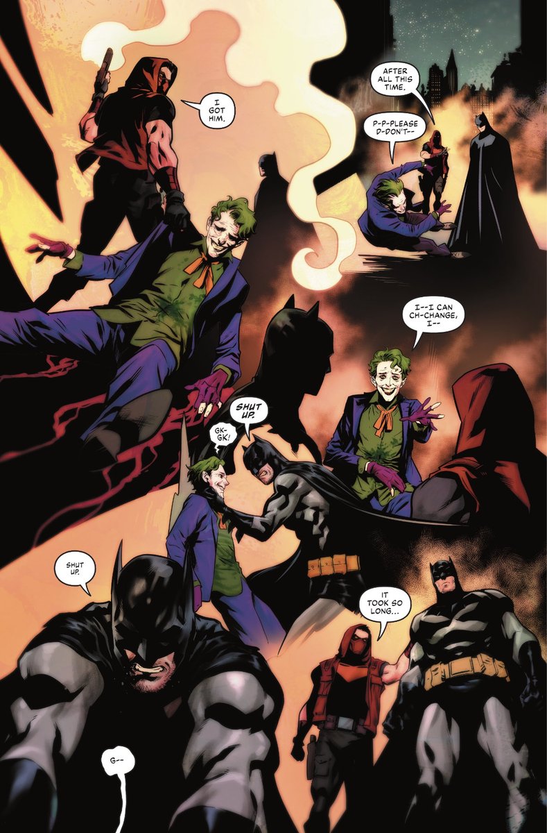 batboysagogo's tweet image. Never forget that in the Cheer story, Bruce’s hallucination when doped up on the happiness-drug is of strangling the Joker (to death) for Jason, while Jason happily joins the family.