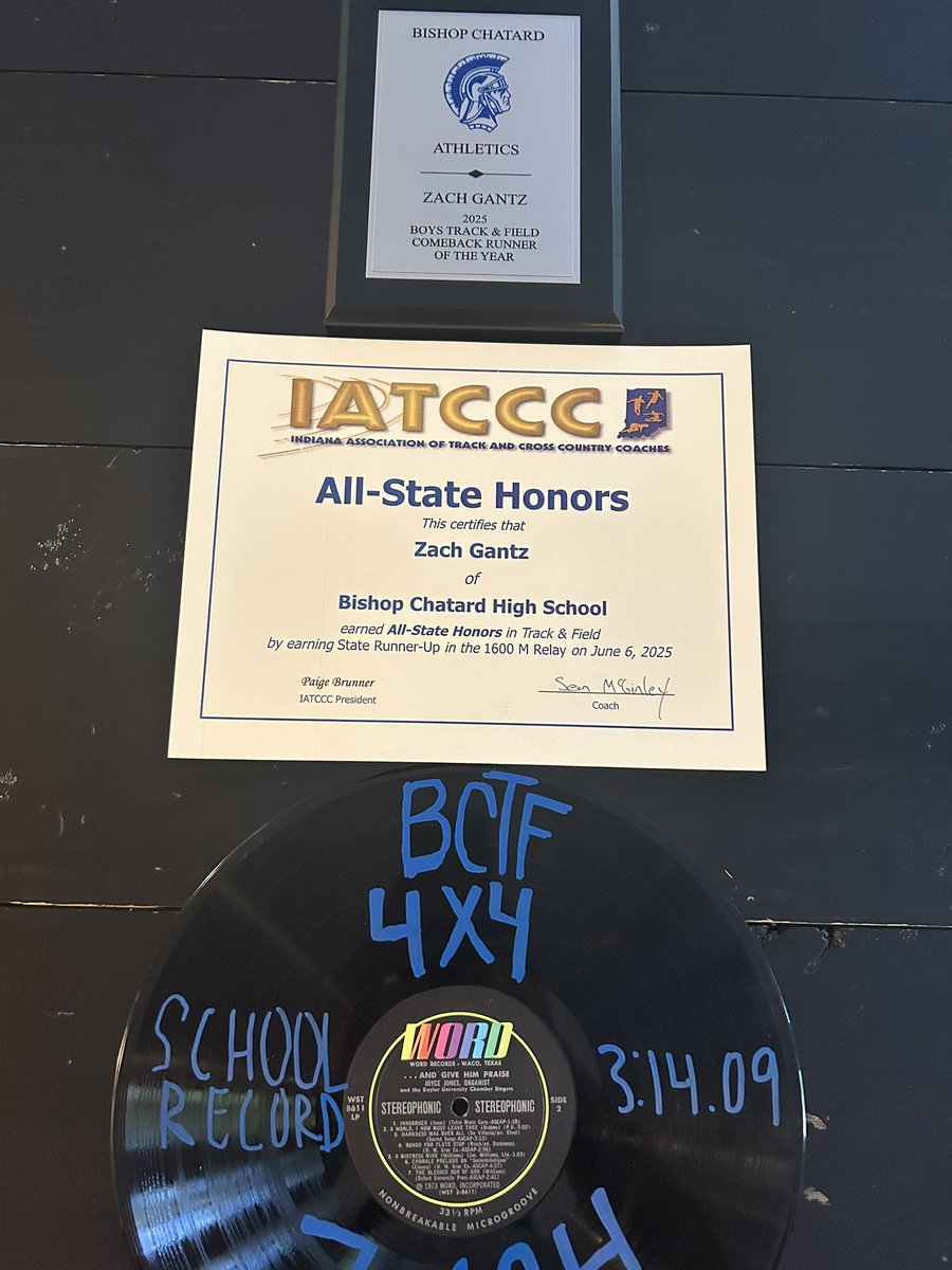 Zach Gantz (‘26) (@gantz_zach) on Twitter photo Blessed to receive Track All State honors, comeback runner of the year, and a 4x4 meter relay school record plaque!
<a href="/BCHSTrack1/">Bishop Chatard Track and Field</a> <a href="/BCHSTrojansFB/">Bishop Chatard HS Football</a> <a href="/qbdietz/">Brett Dietz</a> <a href="/John_bowes_/">John Bowes</a> <a href="/CoachWhalen59/">Greg Whalen</a> <a href="/CoachHorch/">Scott Horcher</a> <a href="/CoachBelfiori/">JORDAN BELFIORI</a> <a href="/CoachNank/">Pete Nank</a> <a href="/_MichaelJoseph_/">Coach Mike Jo</a> Blessed to receive Track All State honors, comeback runner of the year, and a 4x4 meter relay school record plaque!
<a href="/BCHSTrack1/">Bishop Chatard Track and Field</a> <a href="/BCHSTrojansFB/">Bishop Chatard HS Football</a> <a href="/qbdietz/">Brett Dietz</a> <a href="/John_bowes_/">John Bowes</a> <a href="/CoachWhalen59/">Greg Whalen</a> <a href="/CoachHorch/">Scott Horcher</a> <a href="/CoachBelfiori/">JORDAN BELFIORI</a> <a href="/CoachNank/">Pete Nank</a> <a href="/_MichaelJoseph_/">Coach Mike Jo</a>