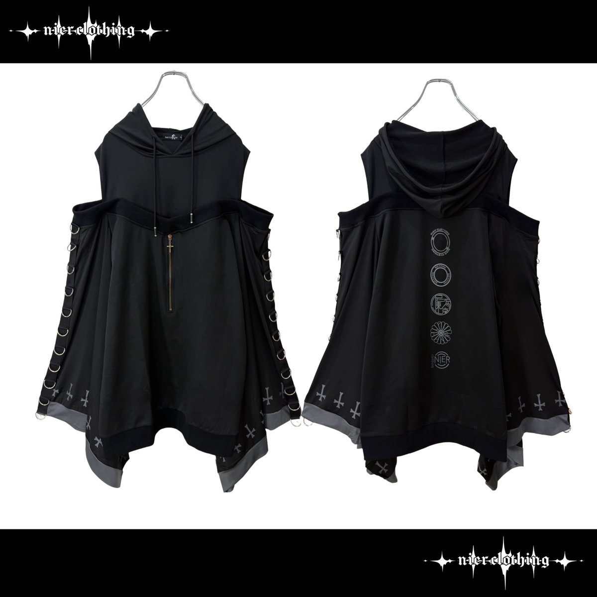 NieR_tokyo's tweet photo. 🎁プレゼントイベント商品案内🎁

OFF-SHOULDER着物袖プルオーバー
【CROSS ZIP】

💥夏休み超大特価💥
11800→3900円(税込み)

先着55点のみの大特価プレゼントとなります。

男女共に映えるユニセックスアイテムです✨

是非お早めにゲットしてください🐰
https://t.co/e7XK4uzoZX https://t.co/4KjBHpXl12