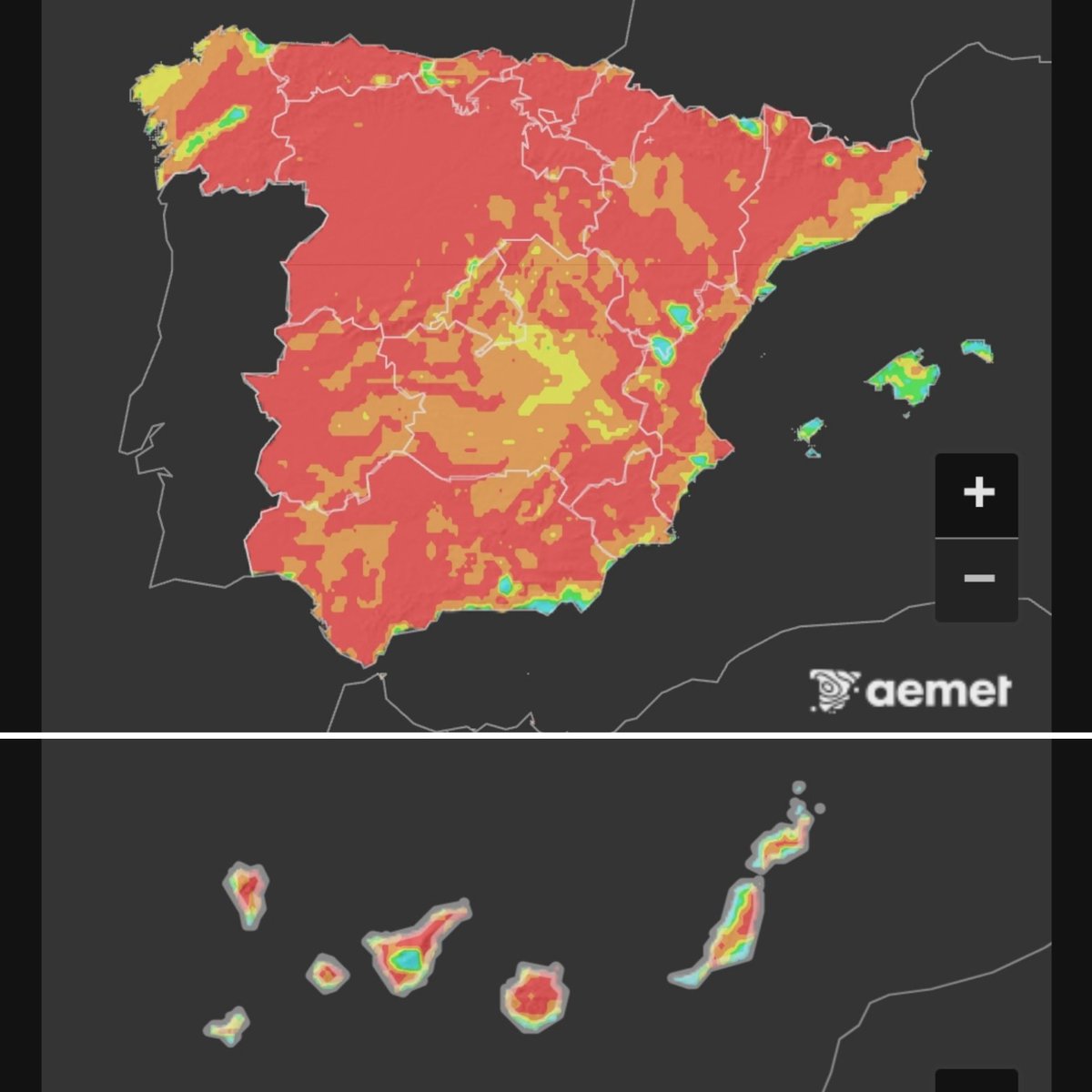 12 de agosto | Riesgo de incendios forestales #IIFF en #España🇪🇸 | AEMET
aemet.es/es/eltiempo/pr…
🔴extremo
🟠muy alto
🟡alto
🟢moderado
🔵bajo