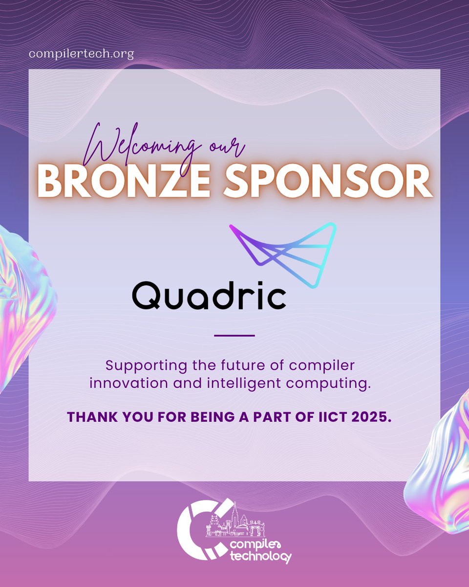 compiler_tech's tweet image. We’re thrilled to have @quadric_io  join IICT 2025 as a 𝐁𝐫𝐨𝐧𝐳𝐞 𝐒𝐩𝐨𝐧𝐬𝐨𝐫.

With a focus on intelligent computing and next-gen system design, their support helps us bring together the minds shaping the future of compiler technology.

🗓️ See you this September at IISc…