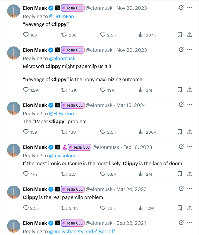 perperp_er's tweet photo. Fact: Elon’s been in the $Clippy cult since 2023

and you’re still fading this? 😂 https://t.co/yHcTuXVehJ