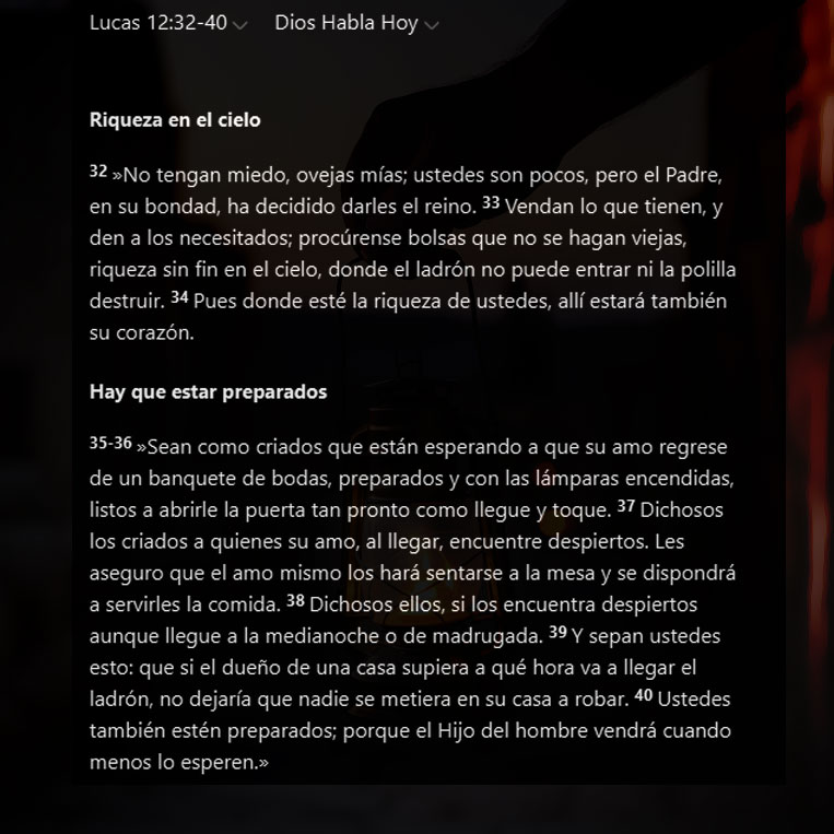 Queridas hermanas y hermanos,
seguimos con el capítulo 12 del Evangelio según san Lucas. Hoy leímos los versículos 32-40, donde encontramos una enseñanza que, a primera vista, puede parecer difícil de comprender.

🌐 imu.org.uy/riqueza-en-el-…
