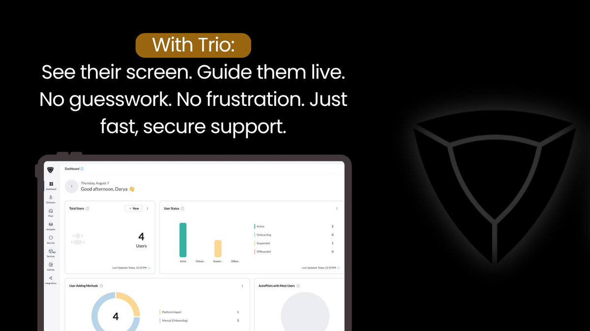 triosoftinc's tweet image. Ever tried walking someone through an iPhone issue while they’re working from home?
With Trio, you can view their screen and guide them in real time, no more guesswork.
📖 hubs.li/Q03C3d350

#MDM #iOSSupport #RemoteHelpdesk #TrioMDM