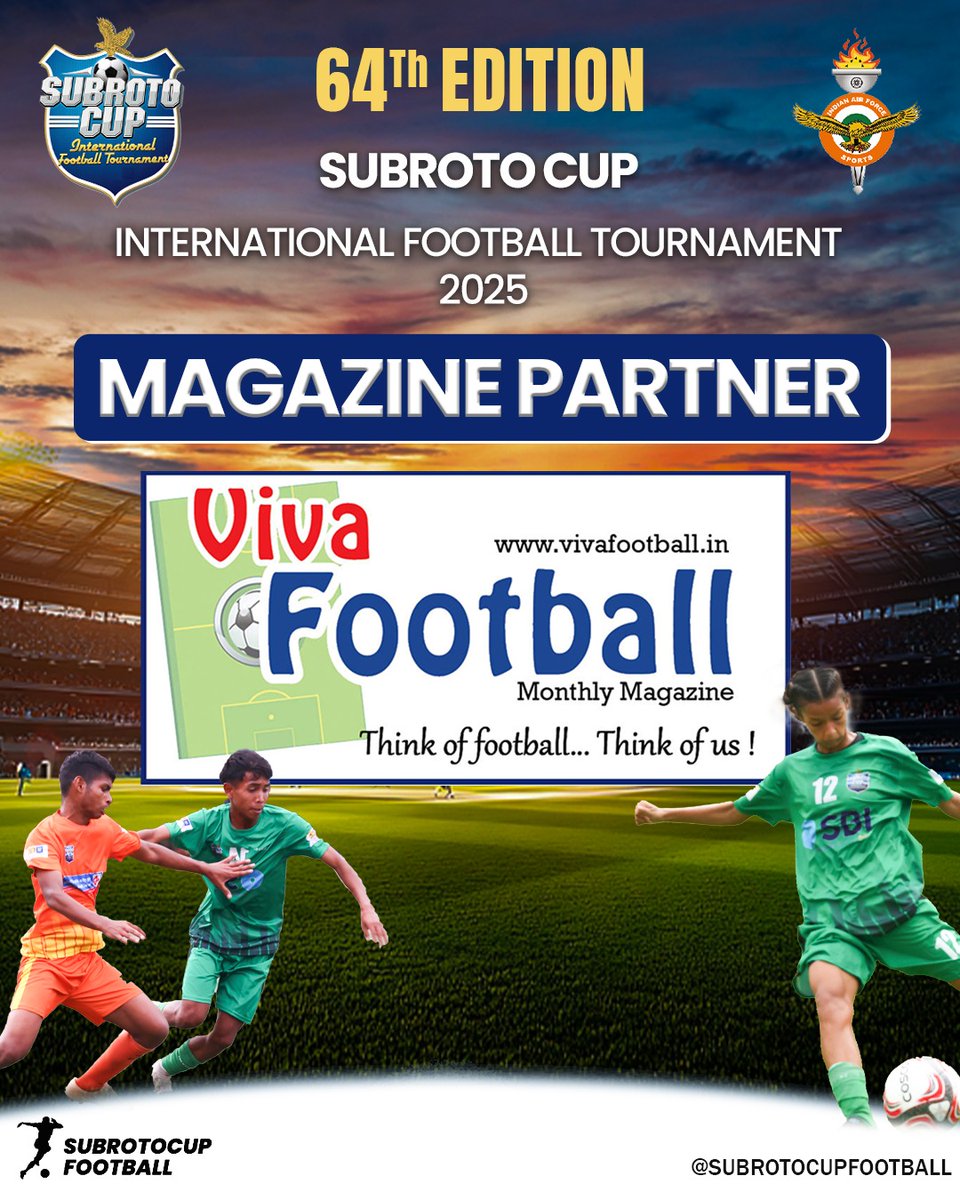 CupSubroto's tweet photo. 64th Edition Subroto Cup International Football Tournament 2025 β½
Proud to have Viva Football Magazine as our official magazine partner! π
#SubrotoCup #64thEdition #VivaFootball #InternationalFootball #YouthFootball https://t.co/THlkMxDg7j